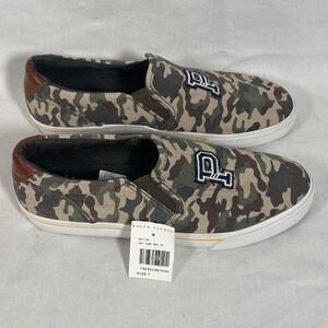 New Polo Ralph Lauren Camo P Embroidered Slip On Sneakers Shoes, Mens Sz. 7